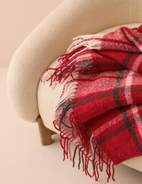 Red and White Tartan Check Throw