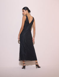Black Lace V-Neck Joey Midi Dress