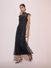 Black Floral Lace Katell Midi Dress