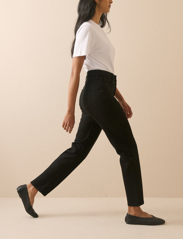 Black Mid Rise Camden Tapered Jeans
