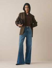 Brown Pinstripe Single Breasted Alexa Blazer
