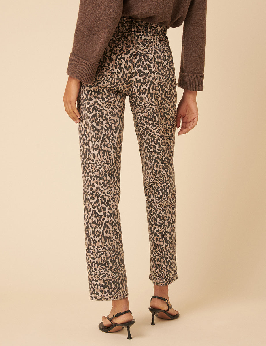 Leopard Print Mid Rise Camden Tapered Jeans