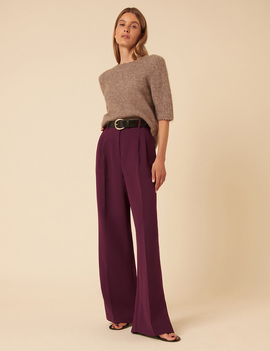 Deep Purple Jax Pleated Tailored Trousers