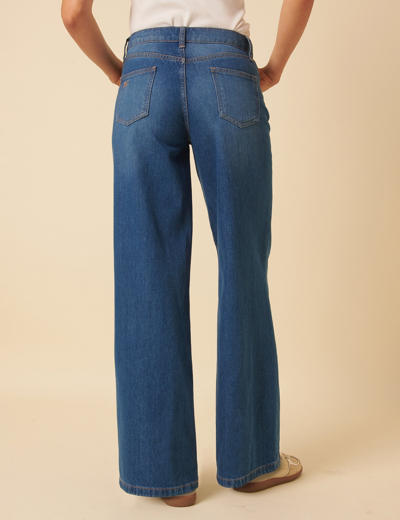 Blue Mid Rise Carnaby Wide Leg Jeans Blue Mid Rise Carnaby Wide Leg Jeans