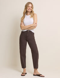 Brown High Rise Putney Barrel Leg Jeans