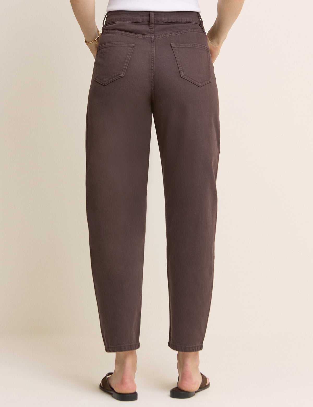 Brown High Rise Putney Barrel Leg Jeans
