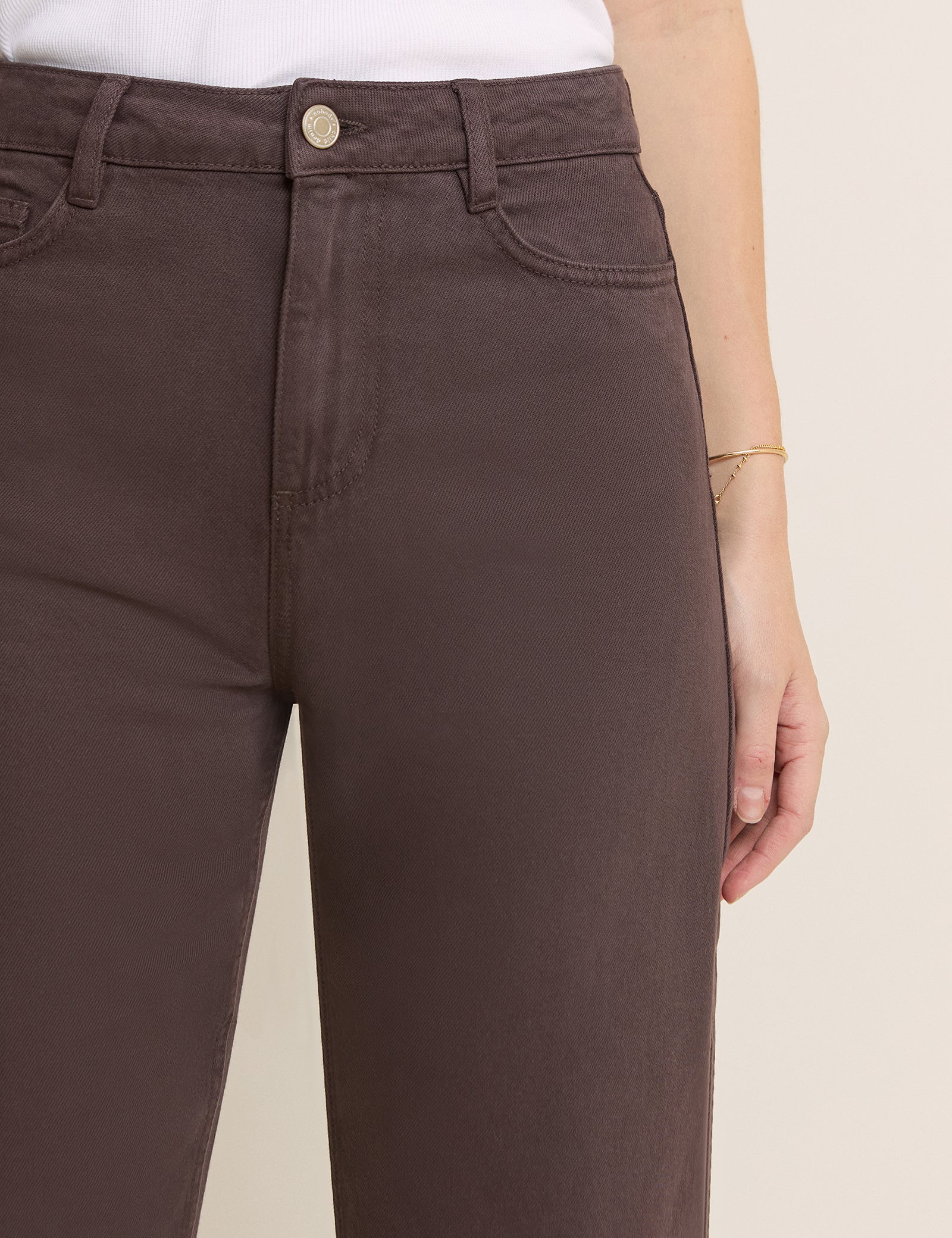 Brown High Rise Putney Barrel Leg Jeans