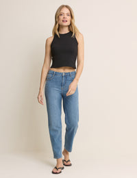 Blue Mid Rise Camden Tapered Jeans