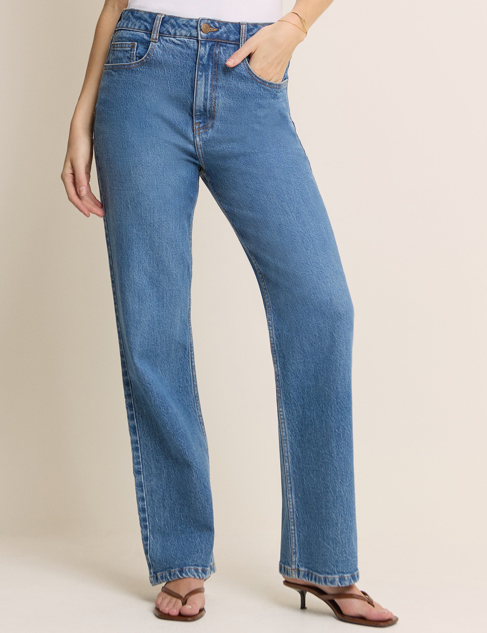 Blue High Rise Kingston Straight Leg Jeans