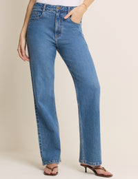 Blue High Rise Kingston Straight Leg Jeans