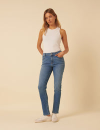Blue Mid Rise Chelsea Skinny Jeans