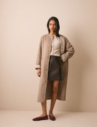 Brown Croc-Embossed Leather Mini Skirt