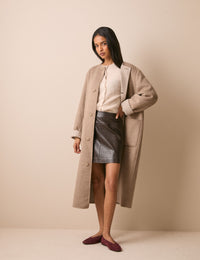 Brown Croc-Embossed Leather Mini Skirt