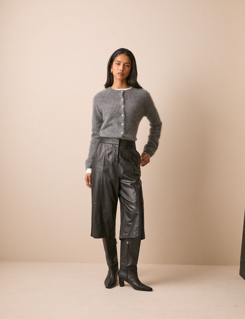 Black Leather High Waisted Culottes