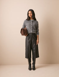 Black Leather High Waisted Culottes