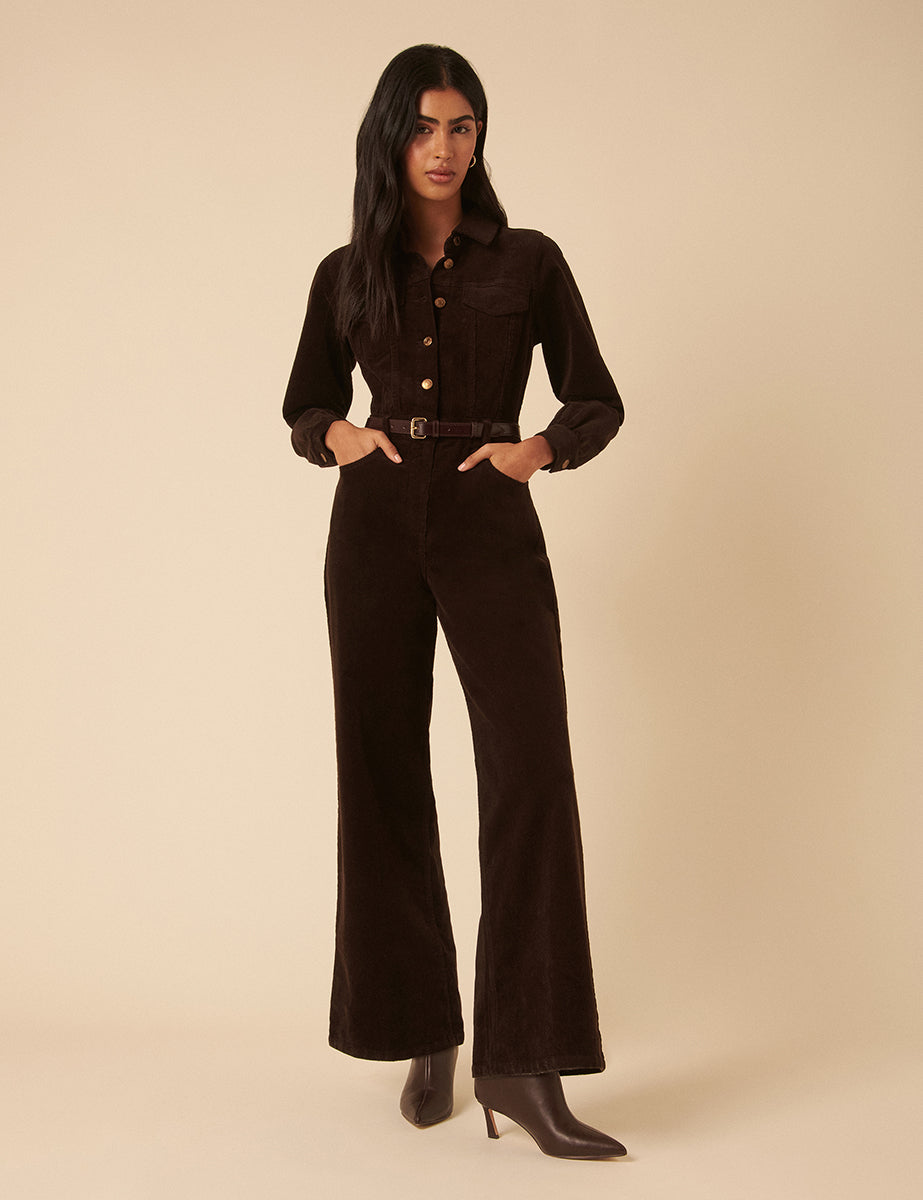 Brown Cord Jumpsuit