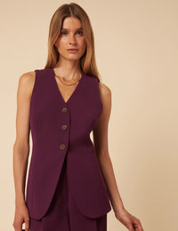 Deep Purple Tailored Longline Waistcoat