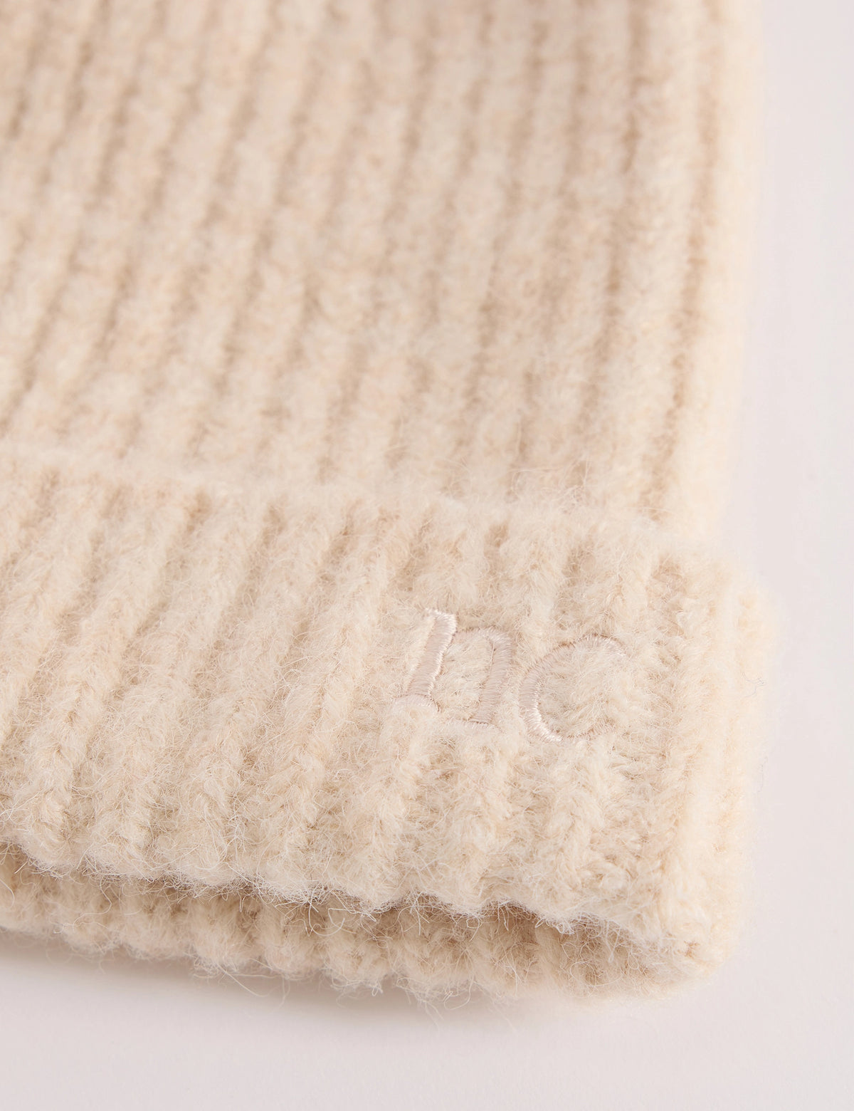 Cream Ribbed Beanie