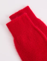 Grey Argyle Wool-Blend Longline Gloves
