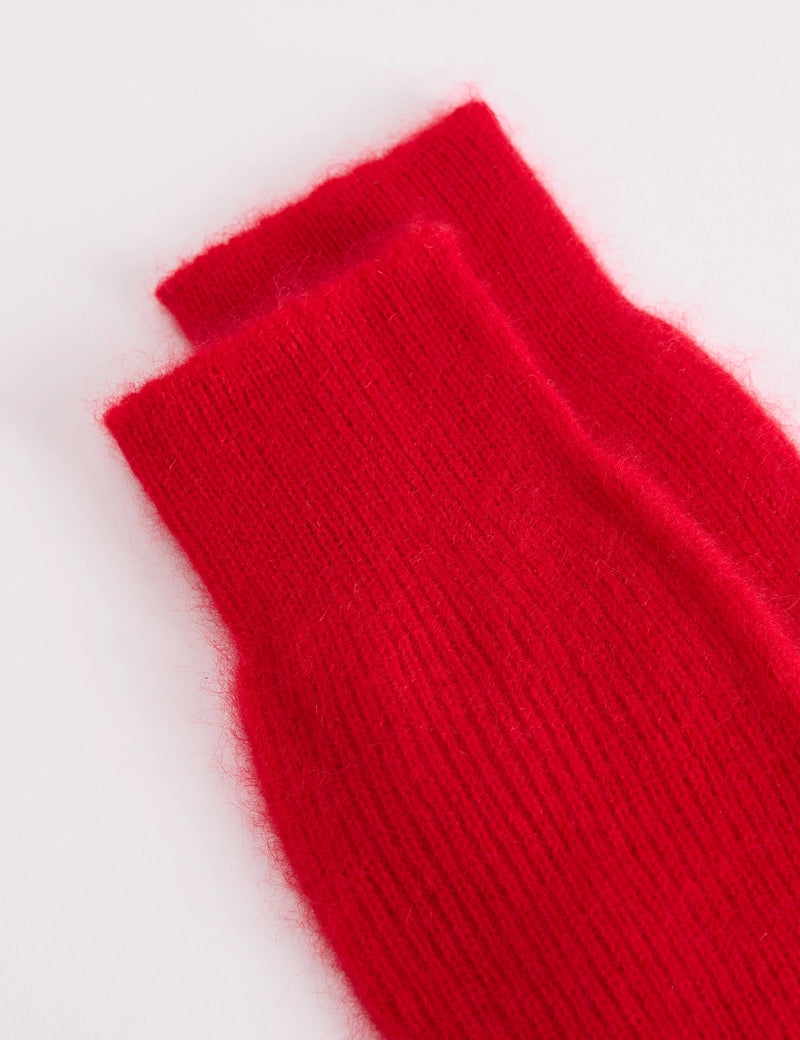 Grey Argyle Wool-Blend Longline Gloves