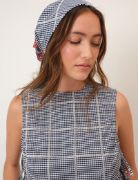 Navy Gingham Scarf