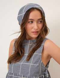 Navy Gingham Scarf