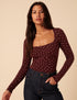Burgundy Polka Dot Long Sleeve Top