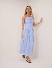 Blue Drop Waist Talia Midi Dress
