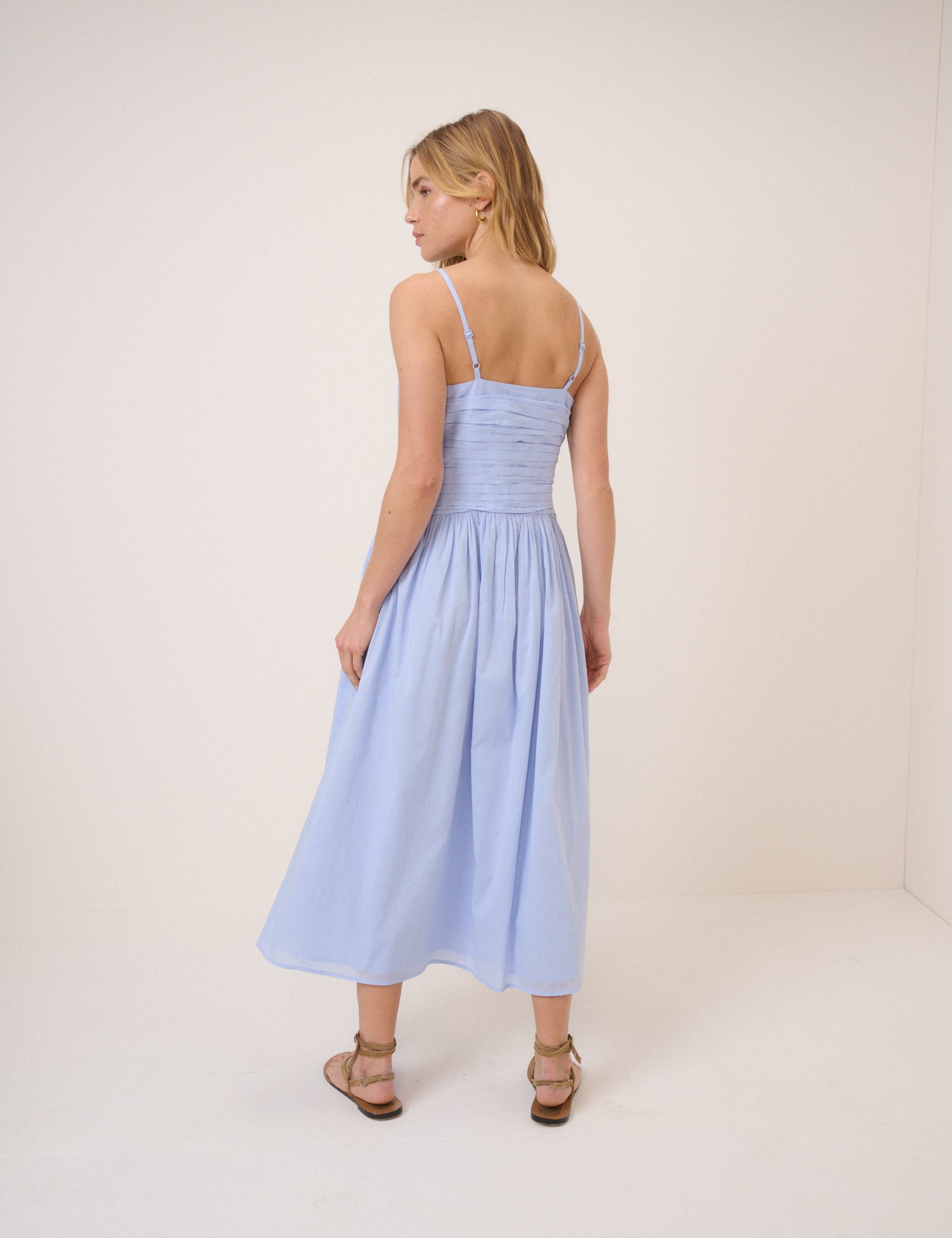 Blue Drop Waist Talia Midi Dress