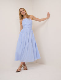 Blue Drop Waist Talia Midi Dress