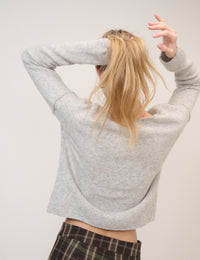 Grey Slash Neck Knitted Jumper