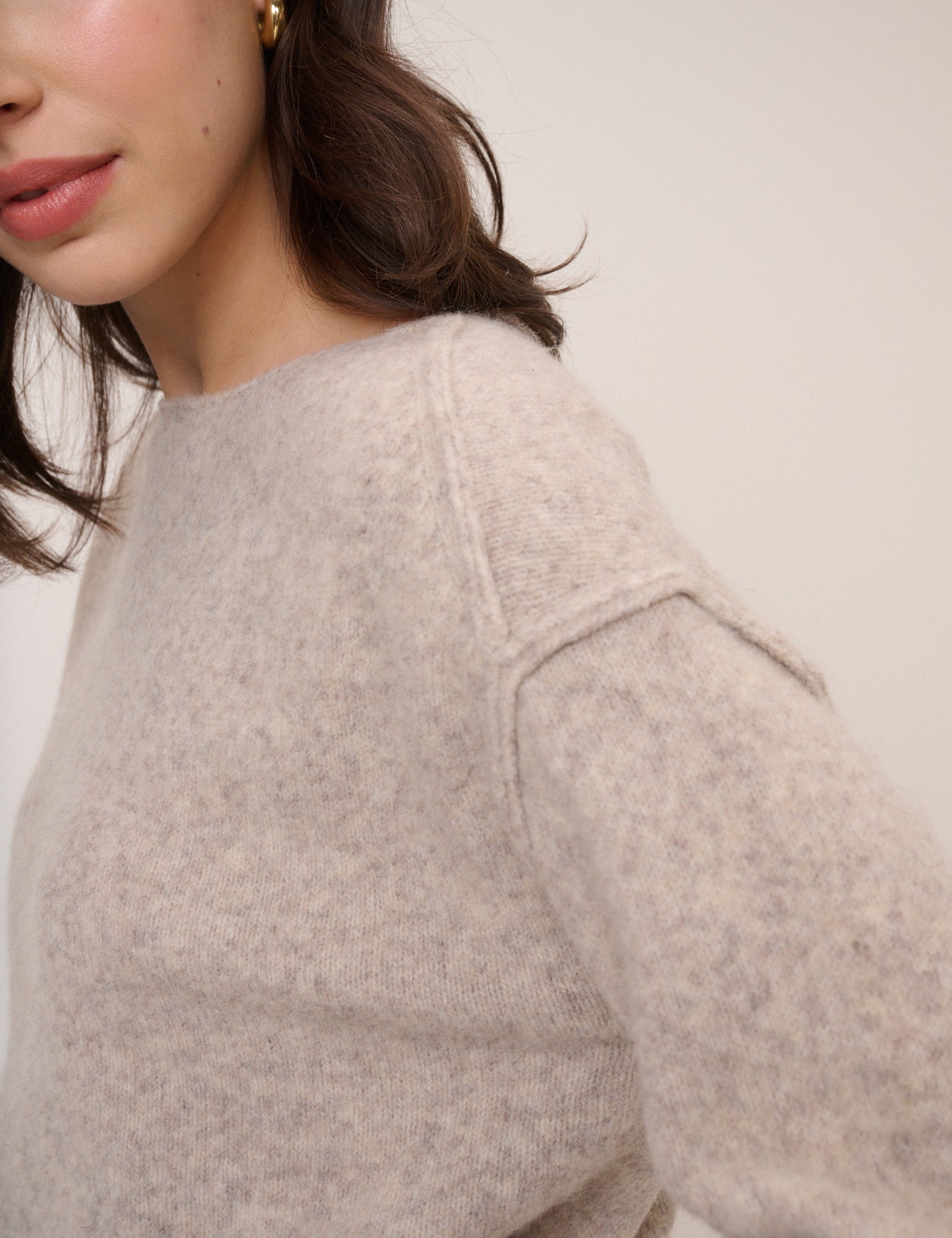 Beige Boat Neck Jumper