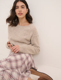 Beige Boat Neck Jumper