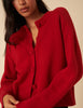 Red Wool Crew Neck Cardigan