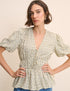 Cream Ditsy Floral V-Neck Blouse