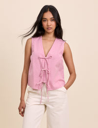 Pink Gingham Tie Front Tessa Top
