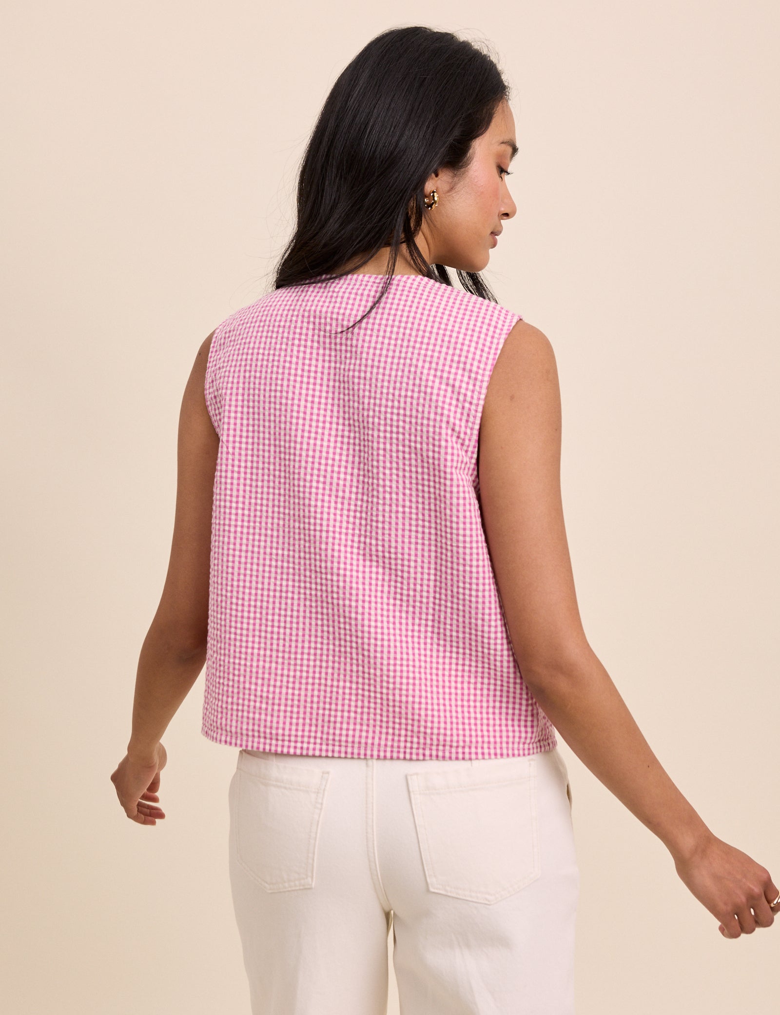 Pink Gingham Tie Front Tessa Top