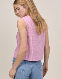 Pink Gingham Tie-Front Tessa Top