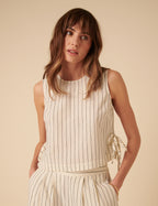 Cream Pinstripe Swing Top