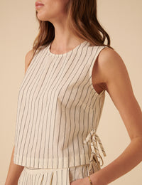 Cream Pinstripe Swing Top