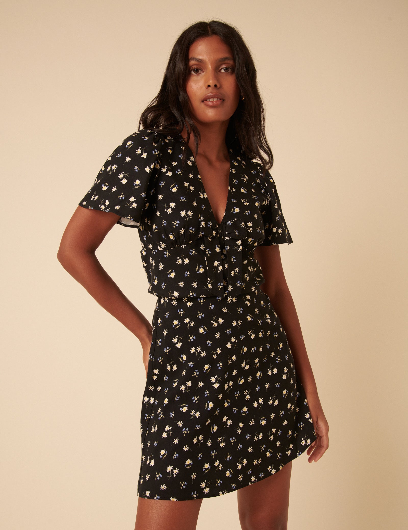 black floral dress short Floral Printed Short Black Homecoming Dress Sleeveless