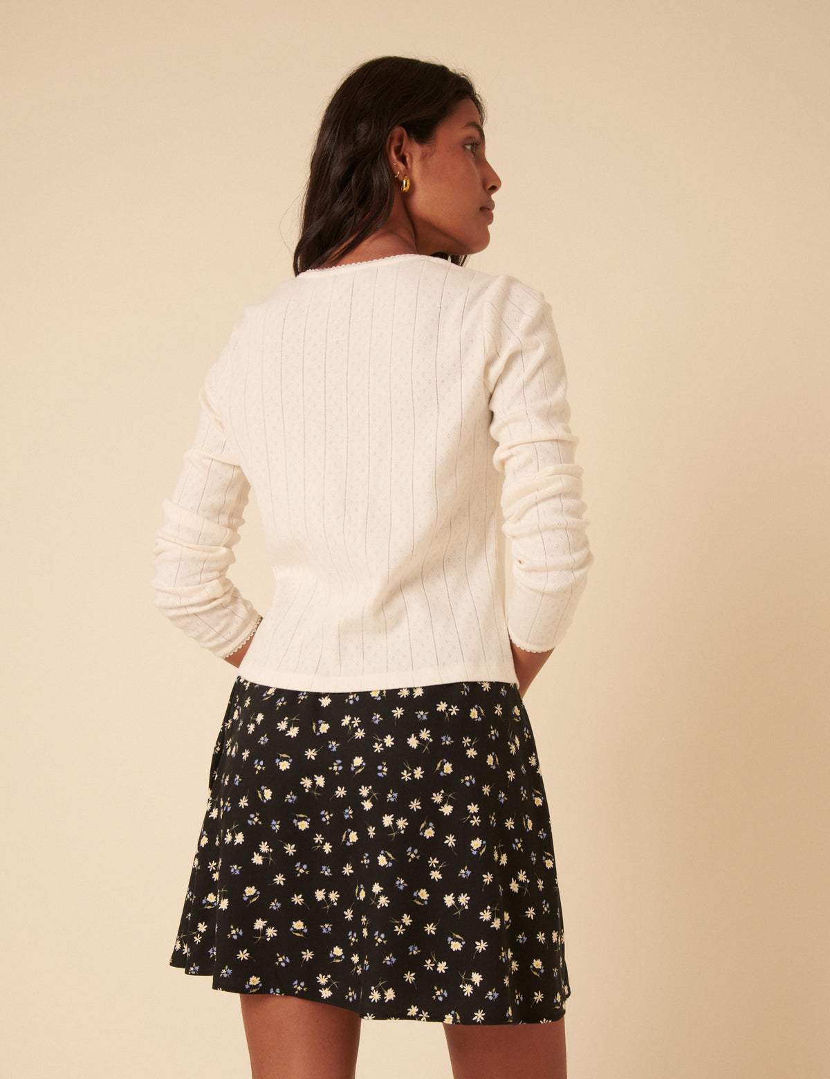 Black Ditsy Floral Mini Skirt