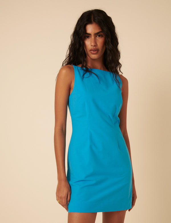 Blue Freya Shift Mini Dress