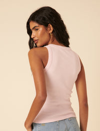 Baby Pink Ribbed Racer Vest
