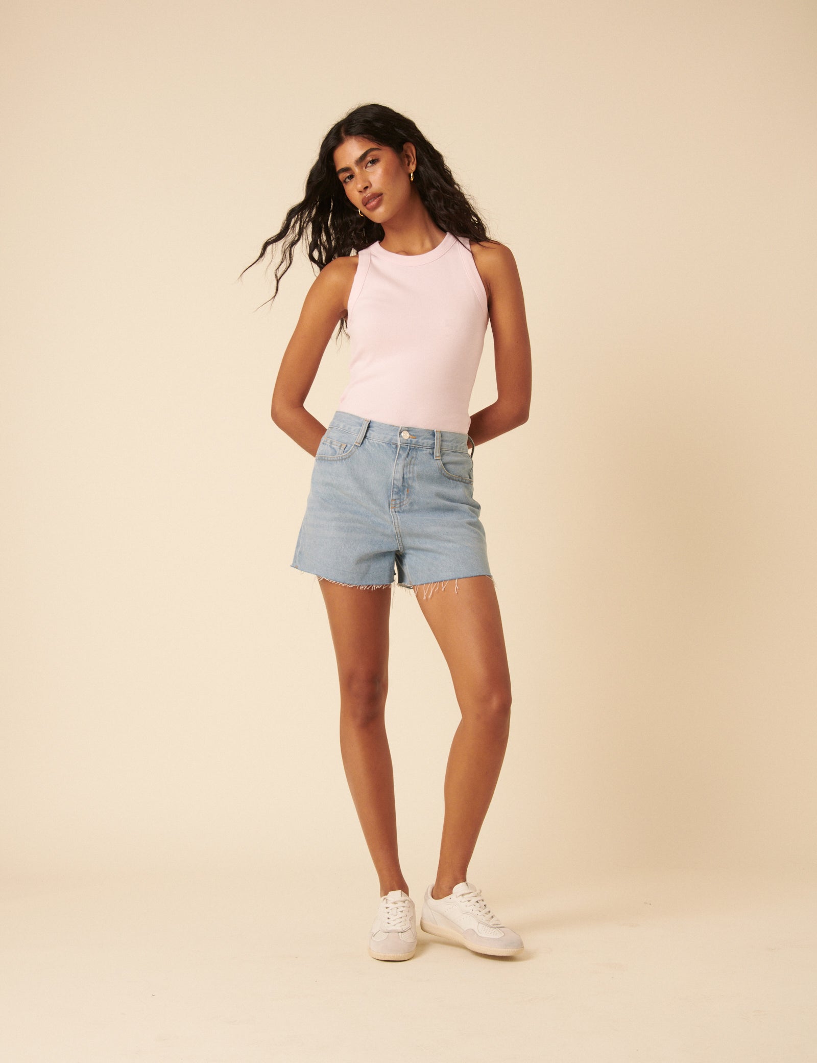 Baby Pink Ribbed Racer Vest