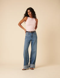 Baby Pink Ribbed Racer Vest