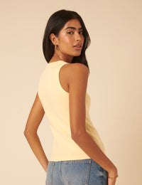 Butter Yellow Ribbed Racer Vest
