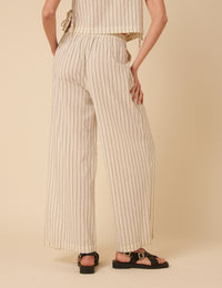 Cream Pinstripe Relaxed Trousers