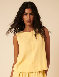 Butter Yellow Linen-blend Swing Top