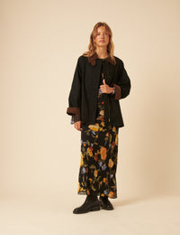 Dark Navy Cord Detail Barn Jacket